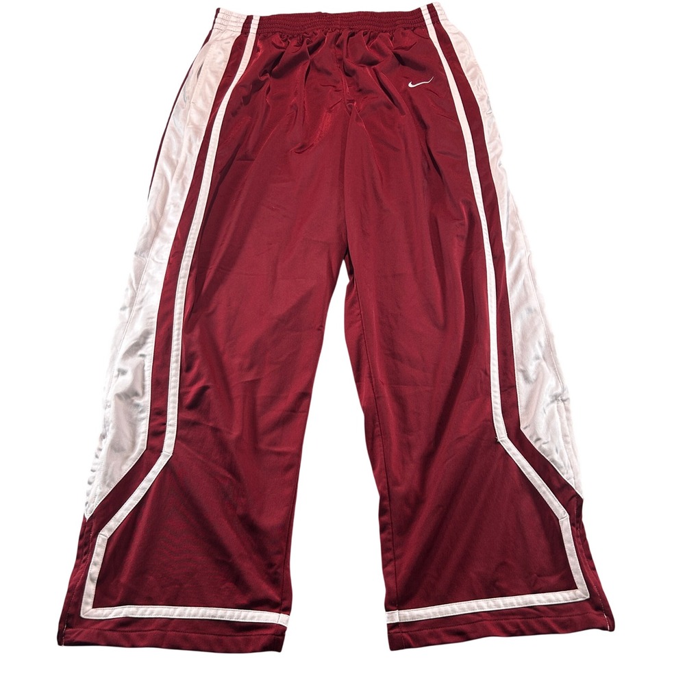 Vintage Nike Track Pants XXL Red White Stripe Athletic Warm Up Zip Wide Leg